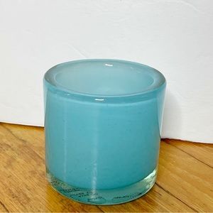 Artistic Blue Glass Candle Votive Holder  3".